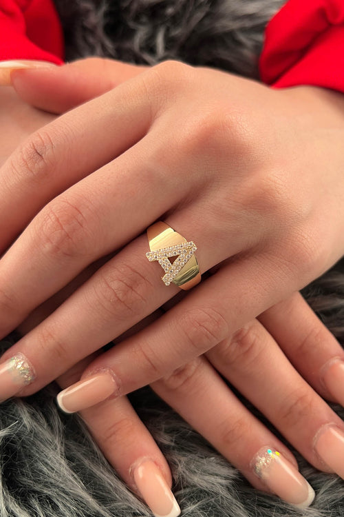 14ct Gold Stone A Initial Ring